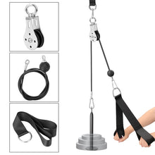 Load image into Gallery viewer, Fitness DIY Gym Pulley Cable Machine Attachment System Loading Pin Lifting Workout Arm Biceps Triceps Hand Training Equipment