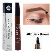 Load image into Gallery viewer, 5 Colors Eyebrow Pen Waterproof 4 Fork Tip Eyebrow Tattoo Pencil Cosmetic Long Lasting Natural Dark Brown Liquid Eye Brow Pencil

