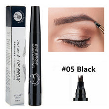 Load image into Gallery viewer, 5 Colors Eyebrow Pen Waterproof 4 Fork Tip Eyebrow Tattoo Pencil Cosmetic Long Lasting Natural Dark Brown Liquid Eye Brow Pencil
