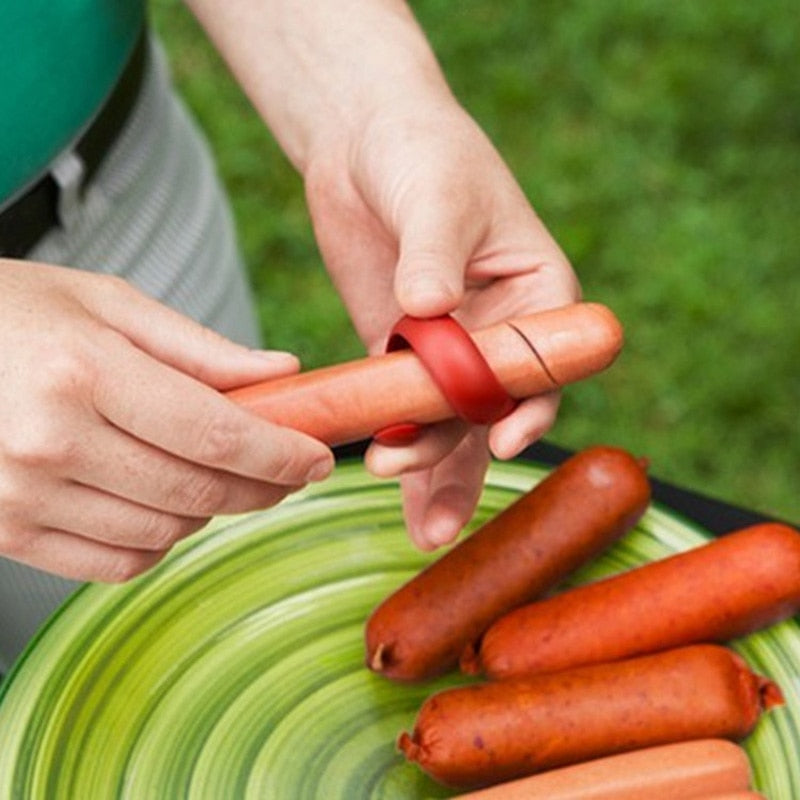 Cokytoop 2pcs/set BBQ Hot Dog Sausage Cutter Spiral Creative Barbecue Sausage Slicer W Accessories Food Grade PP BBQ Tool
